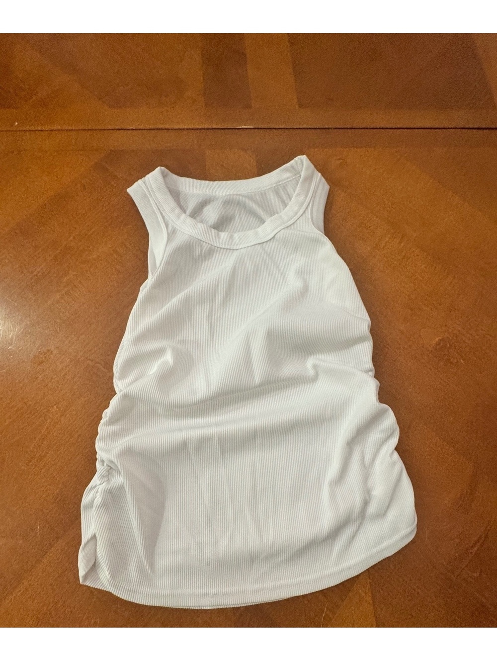 White Sleeveless Ribbed Tank Top Size L 2019